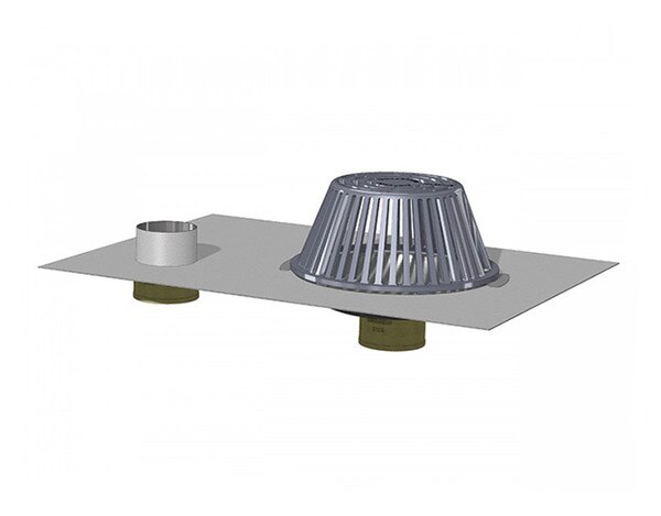 Img of TPO Stainless Steel Bottom Outlet Roof Drain Combo 3" No Hub